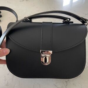 NWT $150 Zatchels Olympia Black Leather Crossbody Satchel